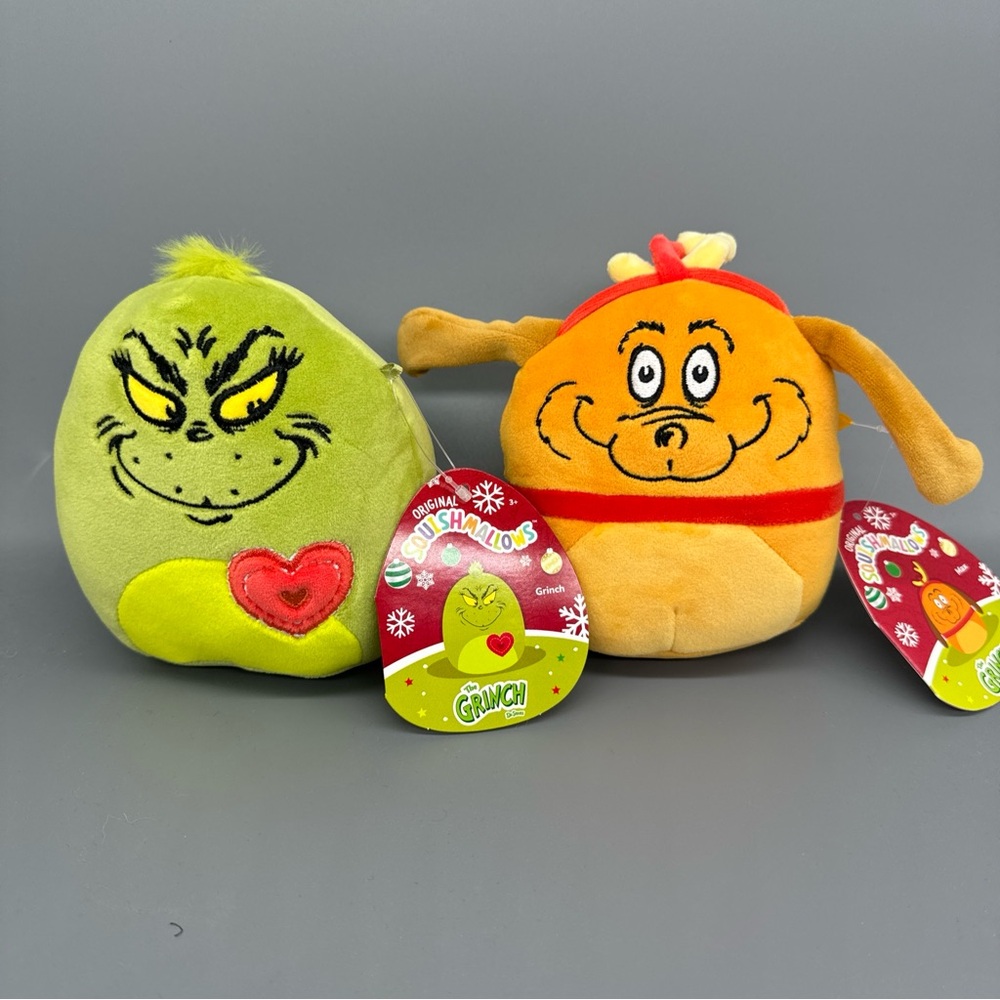 Set Of 2 GRINCH & MAX 5" Squishmallows How the Grinch Stole Christmas Plush NEW